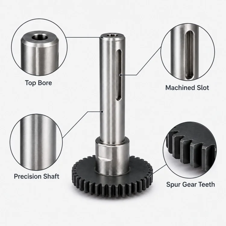 Precision CNC Machined Spur Gear Shaft