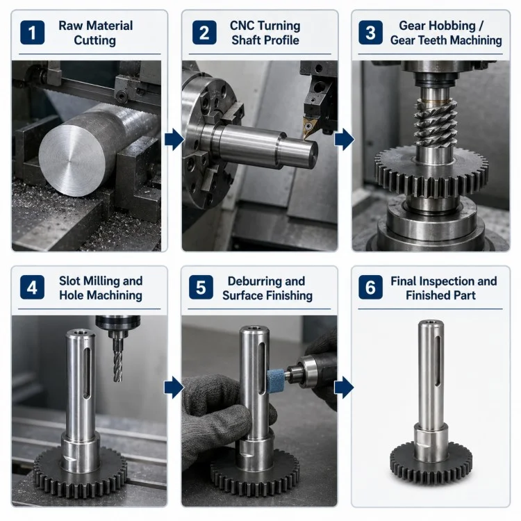 Precision CNC Machined Spur Gear Shaft